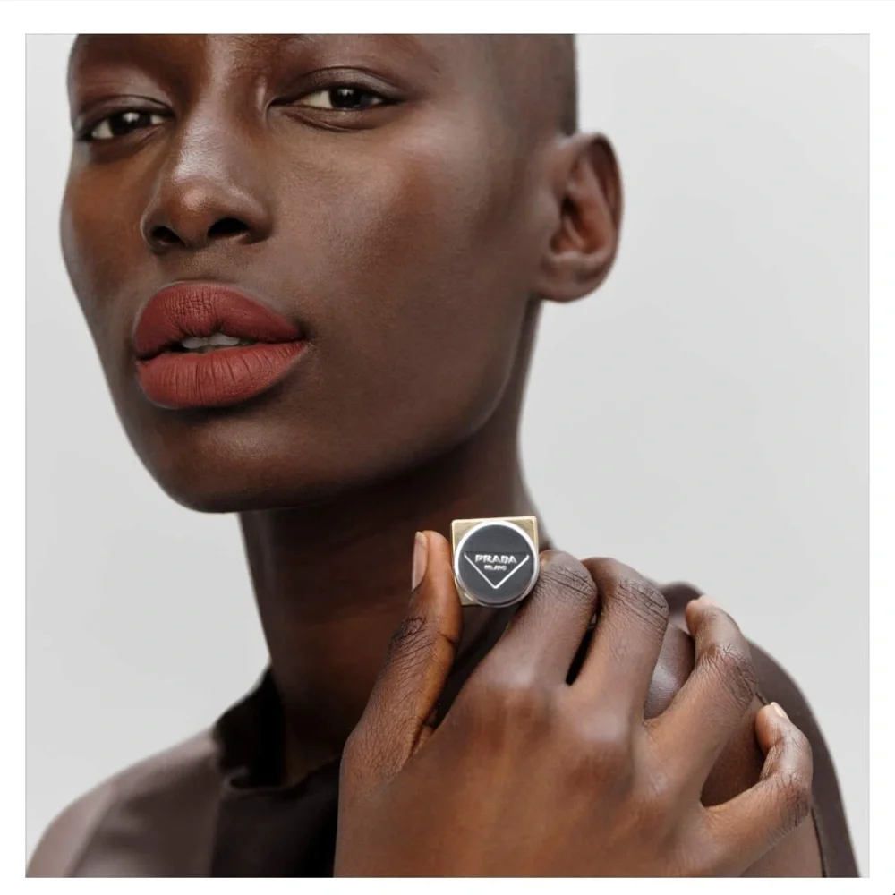 Prada Hyper Matte Lipstick (B03 Mahogany) Maroon Brown Monochrome Lipcolor